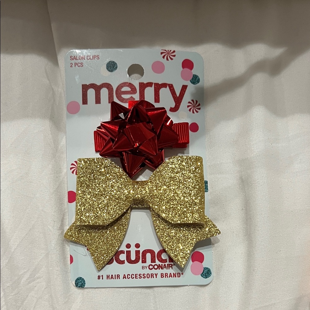 Scünci Gold and Red Bow Hair Clips